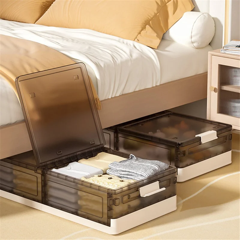 ZY-HE076 50.7L Underbed Pulley Sorting Box Foldable Storage Box with Wheels, Heightened Type