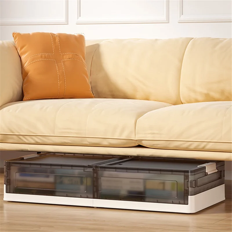 ZY-HE076 50.7L Underbed Pulley Sorting Box Foldable Storage Box with Wheels, Heightened Type