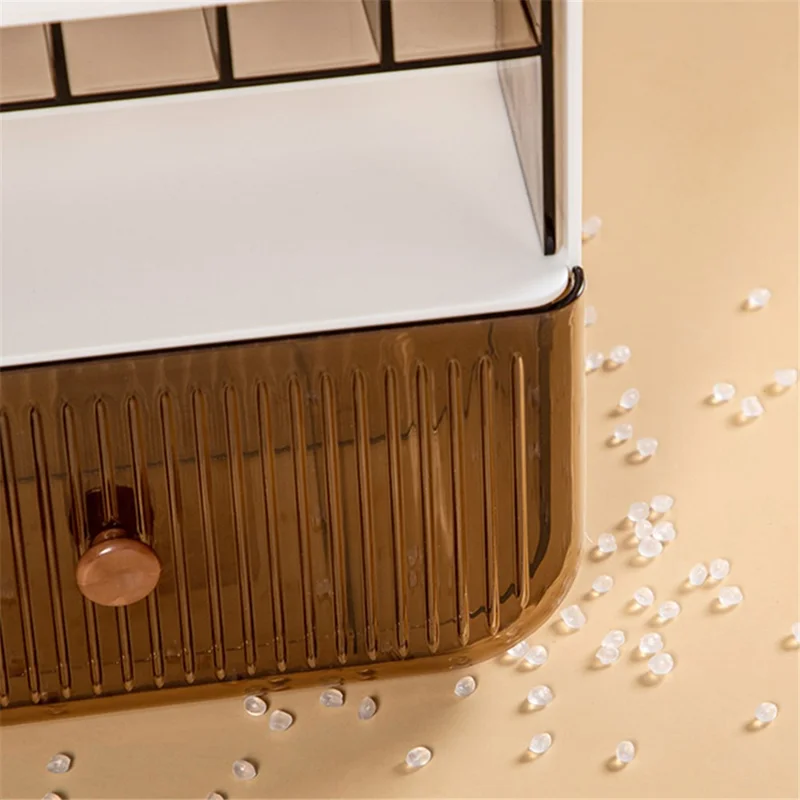 ZY-HZ010 Desk Multi-Layer Cosmetics Storage Box Dustproof Skincare Product Organizer - Transparent Orange