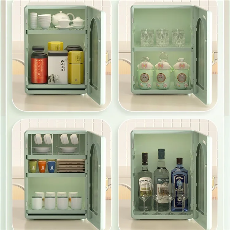 ZY-HE079 2-Layer PP+HIPS+ABS Organizer Kitchen Cabinet Baby Bottle Storage Box - Beige