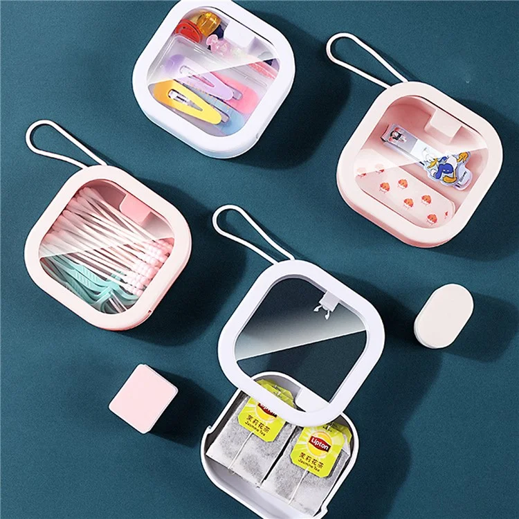 ZY-HZ004 Pocket Size Multi-function Storage Box Organizer with Carry Strap - White