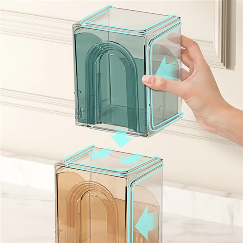 ZY-HZ013 Kitchen Pantry PS Plastic Storage Rack Transparent Detachable Organizer Storage Box - Pink