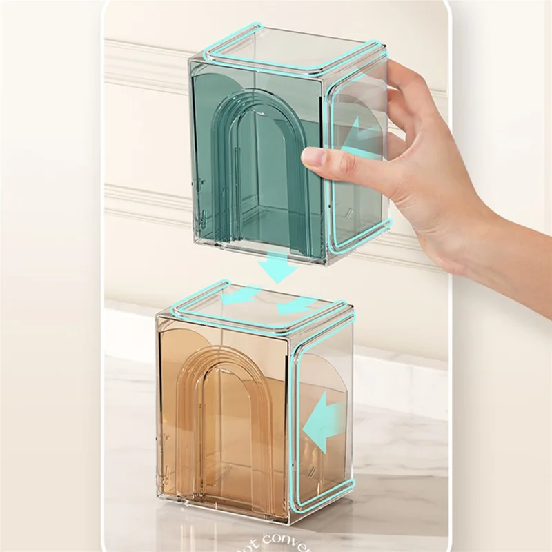 ZY-HZ013 Kitchen Pantry PS Plastic Storage Rack Transparent Detachable Organizer Storage Box - Pink