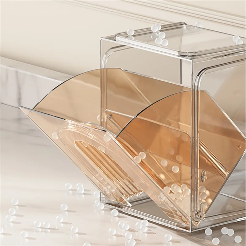 ZY-HZ013 Kitchen Pantry PS Plastic Storage Rack Transparent Detachable Organizer Storage Box - Pink