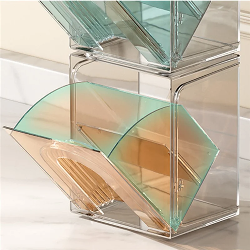 ZY-HZ013 Kitchen Pantry PS Plastic Storage Rack Transparent Detachable Organizer Storage Box - Pink