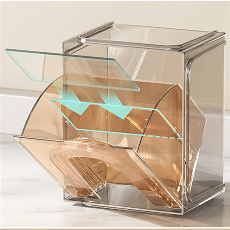 ZY-HZ013 Kitchen Pantry PS Plastic Storage Rack Transparent Detachable Organizer Storage Box - Pink