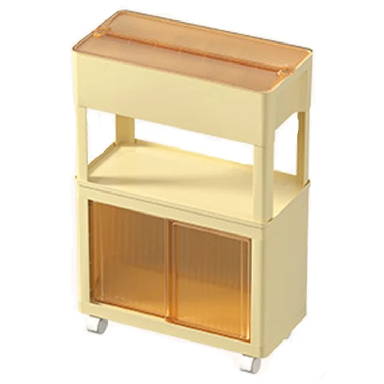 ZY-HE080 Living Room Home Mobile Snack Trolley PS+HIPS Multi-layer Storage Rack - Light Yellow