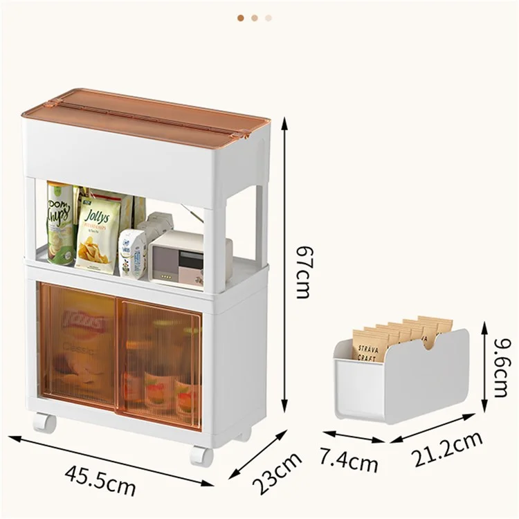ZY-HE080 Living Room Home Mobile Snack Trolley PS+HIPS Multi-layer Storage Rack - Light Yellow
