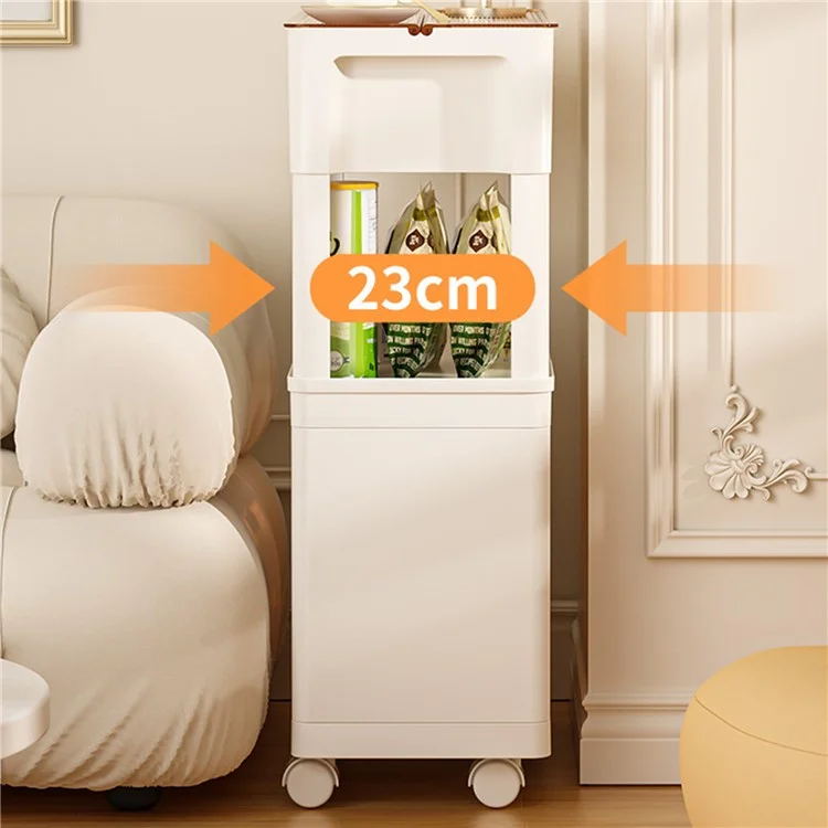 ZY-HE080 Living Room Home Mobile Snack Trolley PS+HIPS Multi-layer Storage Rack - Light Yellow