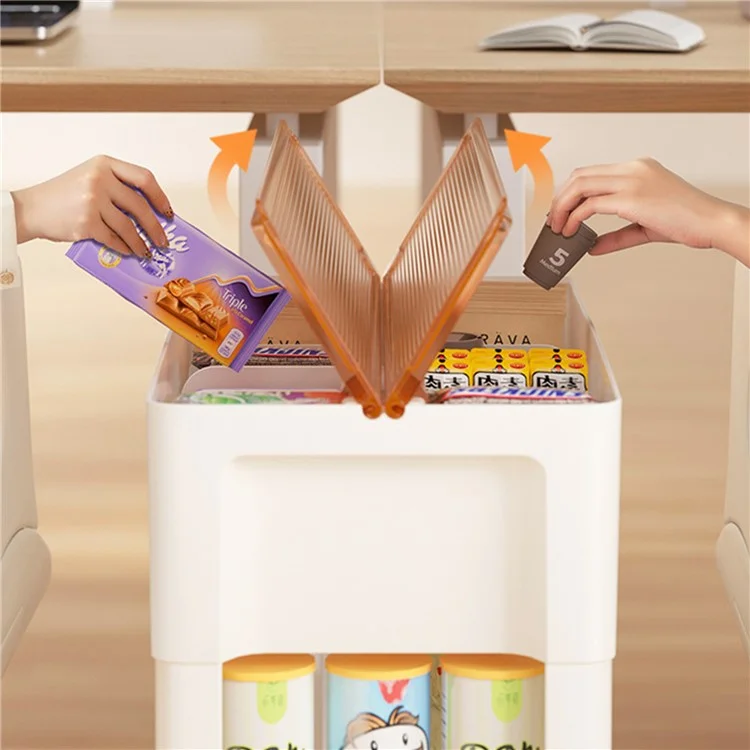 ZY-HE080 Living Room Home Mobile Snack Trolley PS+HIPS Multi-layer Storage Rack - Light Yellow