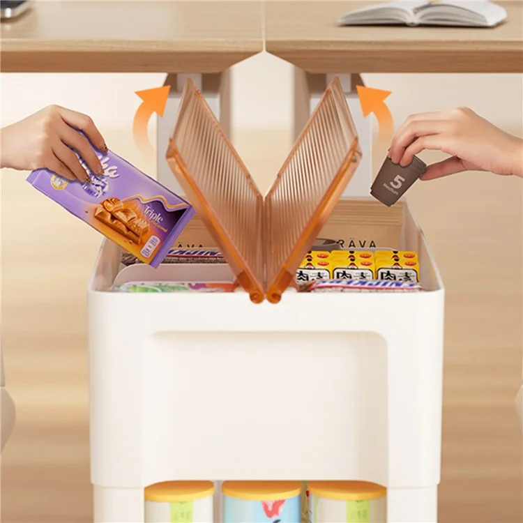 ZY-HE080 Living Room Home Mobile Snack Trolley PS+HIPS Multi-layer Storage Rack - Light Yellow