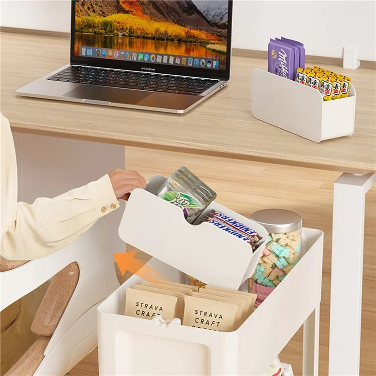 ZY-HE080 Living Room Home Mobile Snack Trolley PS+HIPS Multi-layer Storage Rack - Light Yellow