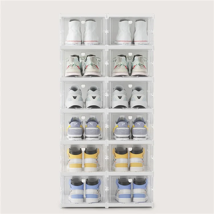 ZY-DF018 Transparent Three Tier Stackable Foldable Plastic Shoe Storage Box