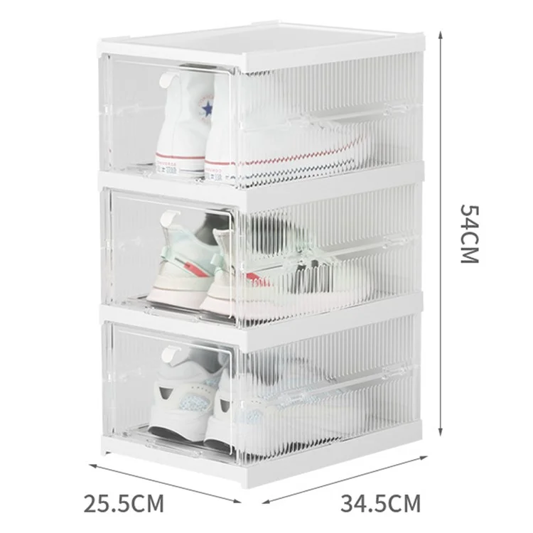 ZY-DF018 Caja Transparente de Almacenamiento de Zapatillas de Plástico Plegable de Tres Niveles Apilables