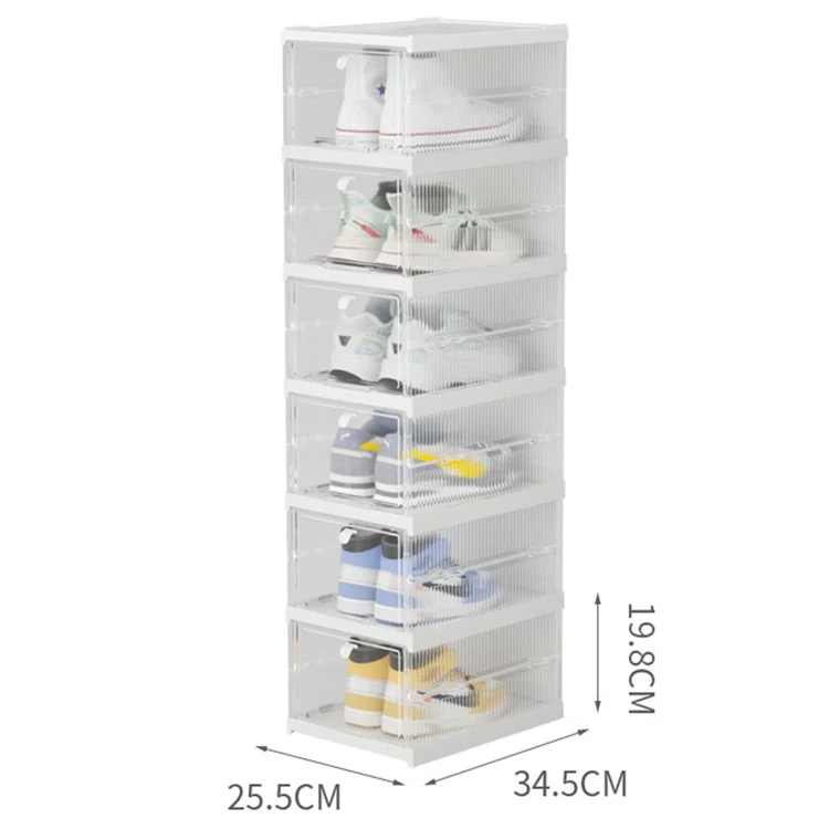 ZY-DF018 Six Tier Stackable Foldable Plastic Shoe Box Clear Storage Container