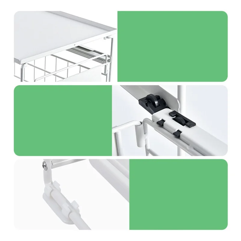 Carbon Steel Organizer Shelf with Wheels Kitchen Under Sink Storage Rack (No Lid) - Black