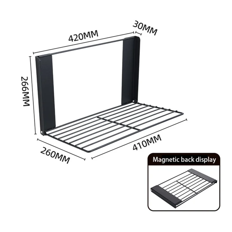 Space Saving Magnetic Folding Dirty Clothes Holder Carbon Steel Storage Rack - Black