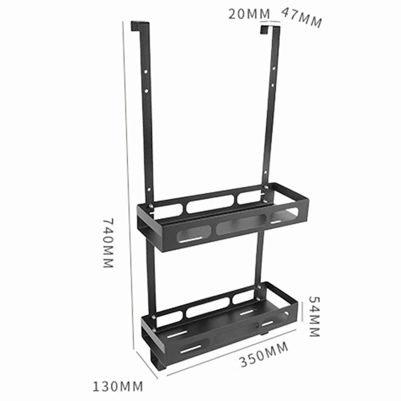 Badezimmertür Hängende Korb Platz Sparen Kohlenstoffstahl Organizer Regal, Stil A / Doppelschicht