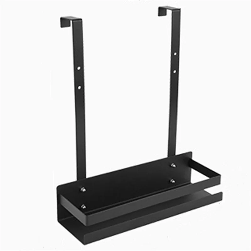 Carbon Steel Bathroom Door Hanging Basket Drill Free Organizer Shelf, Style B / Single Layer
