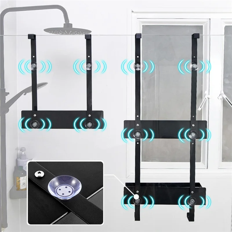 Carbon Steel Bathroom Door Hanging Basket Drill Free Organizer Shelf, Style B / Single Layer