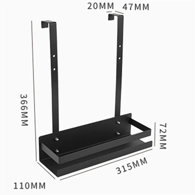 Carbon Steel Bathroom Door Hanging Basket Drill Free Organizer Shelf, Style B / Single Layer