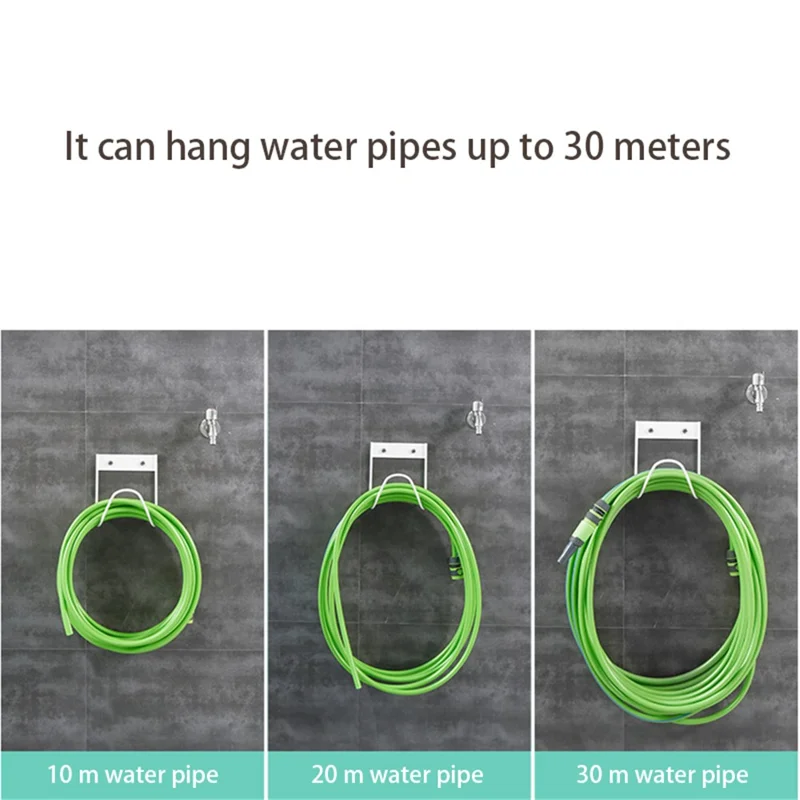 Water Hose Hanger Garden Wall Mounted Hose Holder Hook Water Pipe Storage Rack - Black