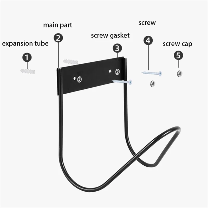 Water Hose Hanger Garden Wall Mounted Hose Holder Hook Water Pipe Storage Rack - Black