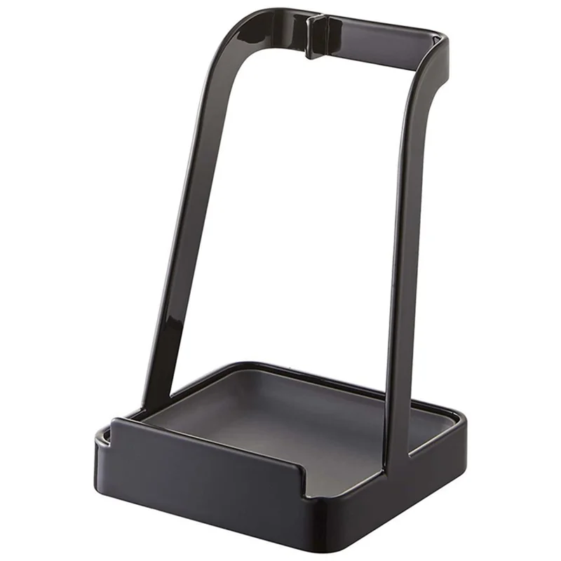 Pot Lid Stand Holder Carbon Steel Kitchen Pan Cover Soup Ladle Storage Rack - Style A / Black