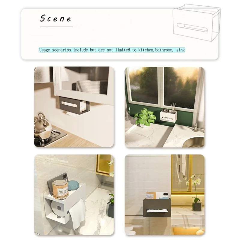 Multifunction Punch-free Magnetic Home Tissue Box Carbon Steel Tissue Storage Box - Grey