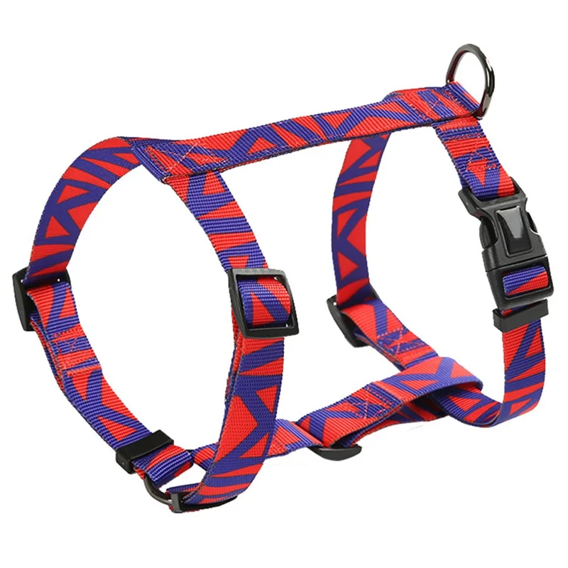 DODOPET H-Shaped Pet Gift Harness Colorful Print Dog Vest Strap with D Ring, Size M - Red+Blue