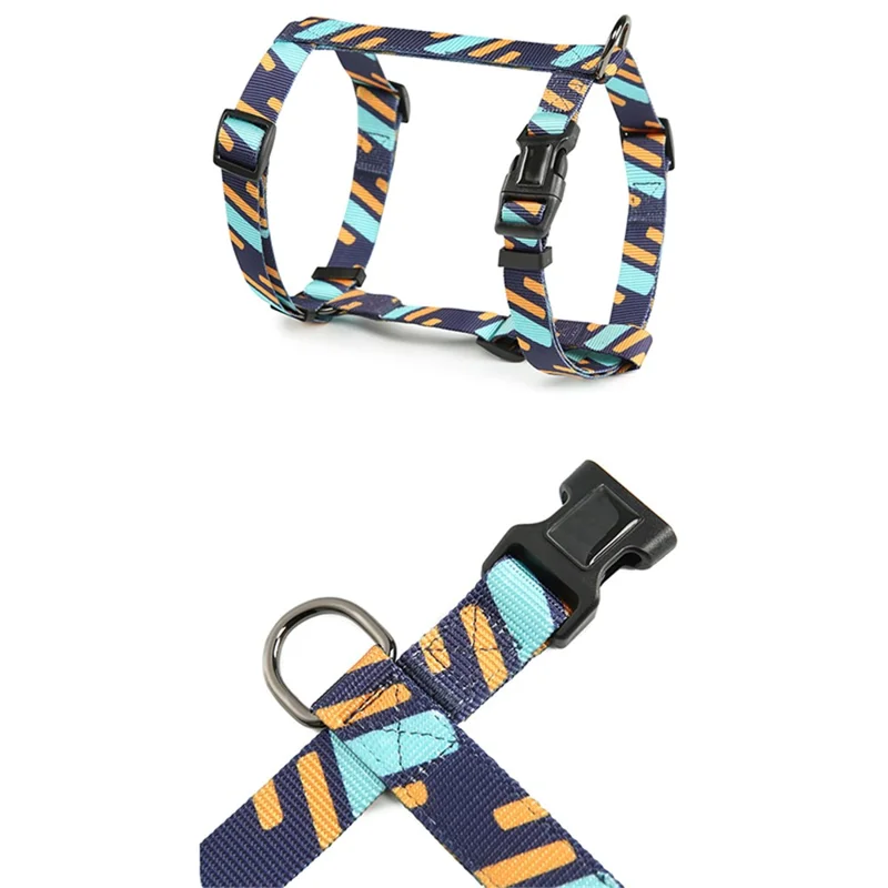 DODOPET H-Shaped Pet Gift Harness Colorful Print Dog Vest Strap with D Ring, Size M - Red+Blue