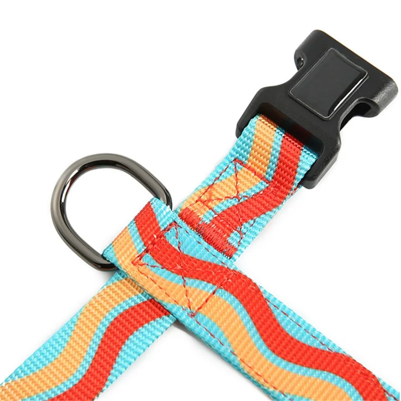 DODOPET H-Shaped Pet Gift Harness Colorful Print Dog Vest Strap with D Ring, Size M - Red+Blue