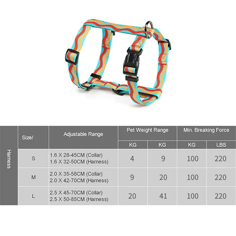 DODOPET H-Shaped Pet Gift Harness Colorful Print Dog Vest Strap with D Ring, Size M - Blue