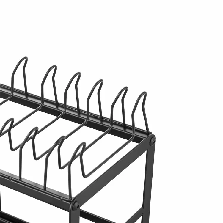 Dish Drying Rack Dish Drainer Bowl Holder with Drainboard Chopstick Rack - Black