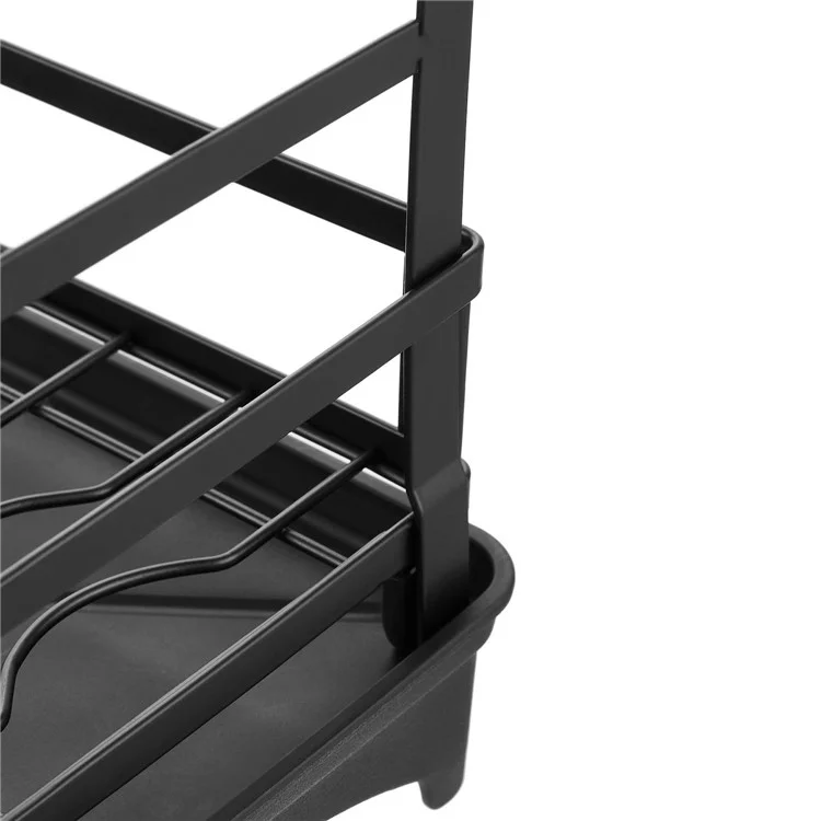 Dish Drying Rack Dish Drainer Bowl Holder with Drainboard Chopstick Rack - Black