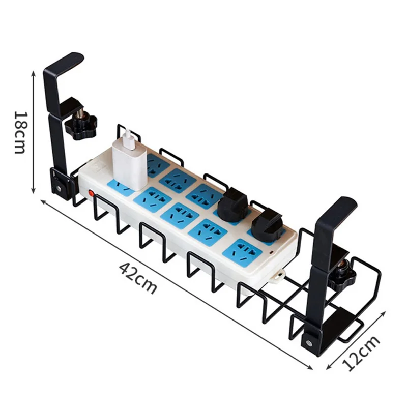 Под Столом Управление Кабелем Стойка Карбоновая Стальная Полоска Для Хранения Кабеля - Черный