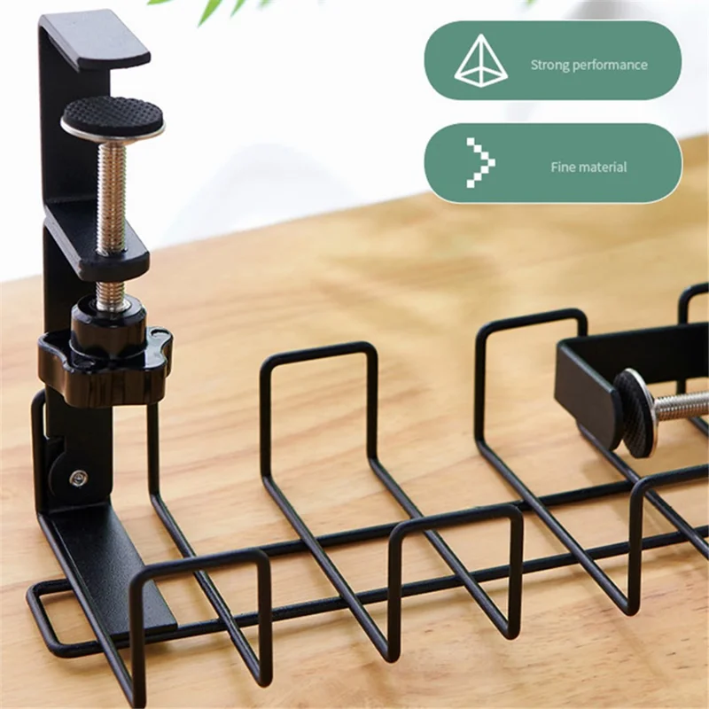 Kabelmanagement-Rack aus Kohlenstoffstahl für den Unterbau-Kabelaufbewahrungskorb für Netzstecker - Schwarz