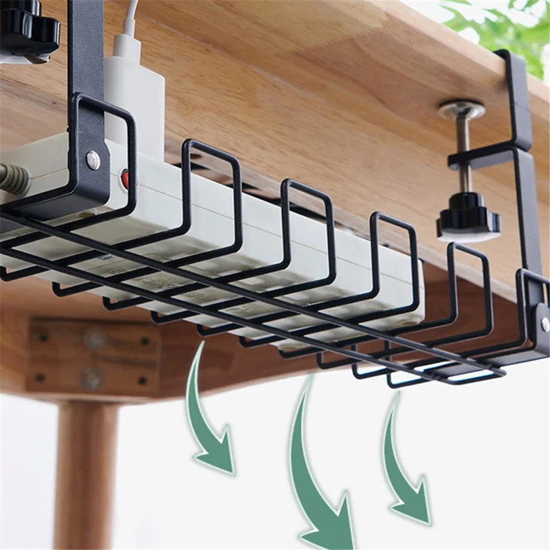 Kabelmanagement-Rack aus Kohlenstoffstahl für den Unterbau-Kabelaufbewahrungskorb für Netzstecker - Schwarz