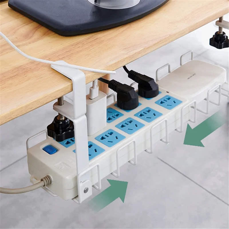 Kabelmanagement-Rack aus Kohlenstoffstahl für den Unterbau-Kabelaufbewahrungskorb für Netzstecker - Schwarz