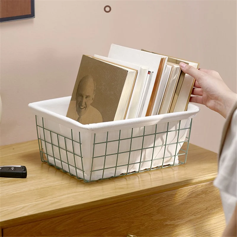 Desktop Hollow Storage Basket Iron Sundries Organizer for Home / Office / School (No Canvas Liner) - Black