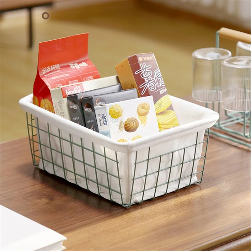 Desktop Hollow Storage Basket Iron Sundries Organizer for Home / Office / School (No Canvas Liner) - Black