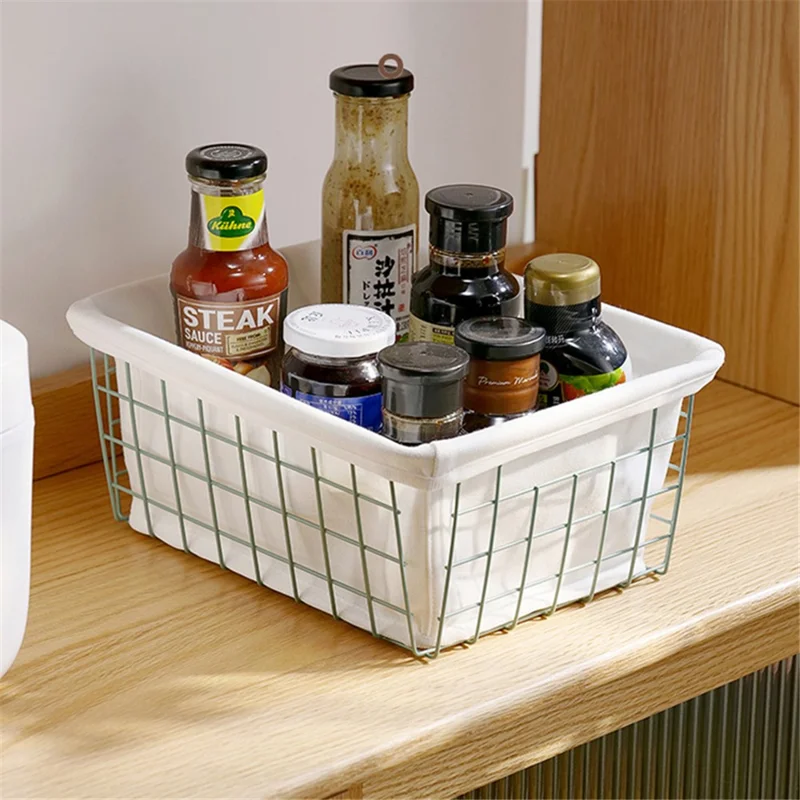 Desktop Hollow Storage Basket Iron Sundries Organizer for Home / Office / School (No Canvas Liner) - Black