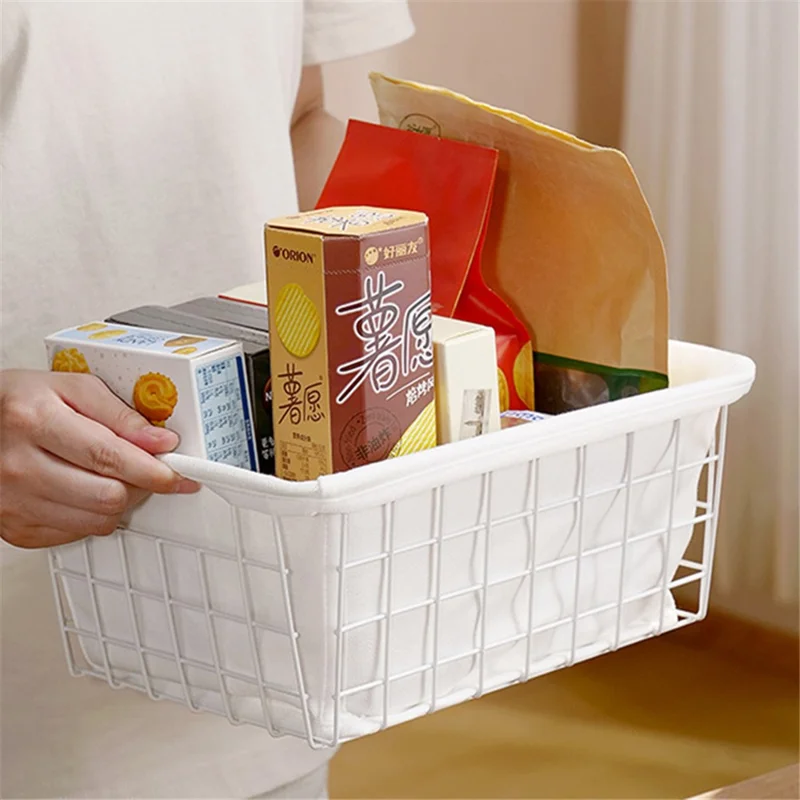 Desktop Hollow Storage Basket Iron Sundries Organizer for Home / Office / School (No Canvas Liner) - Black