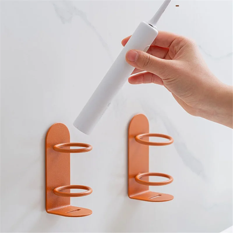 Væghængt elektrisk tandbørsteholder uden borening i kulstofstål - Sort