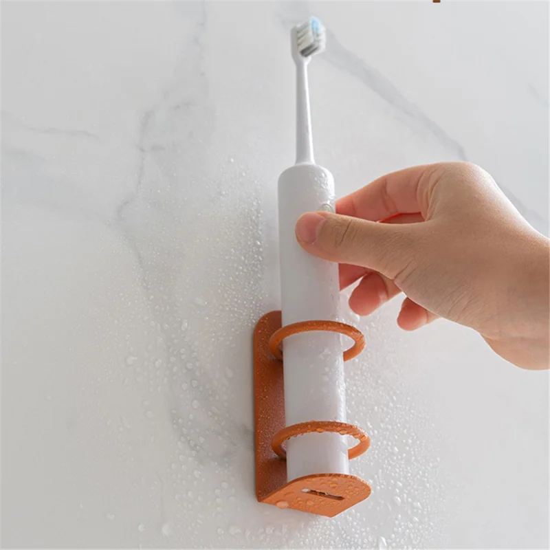 Væghængt elektrisk tandbørsteholder uden borening i kulstofstål - Sort