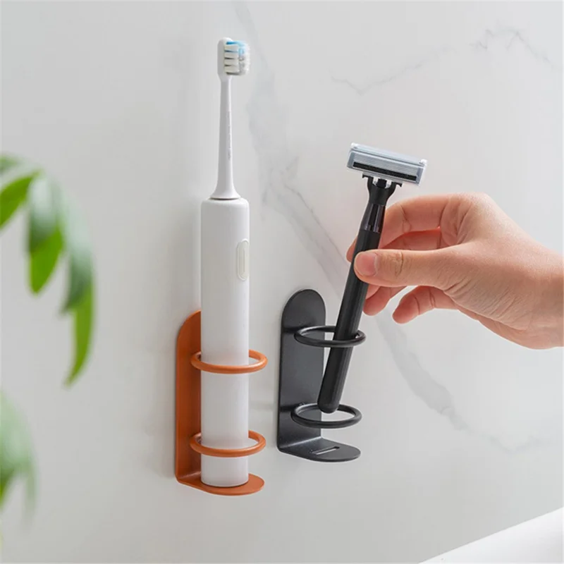 Væghængt elektrisk tandbørsteholder uden borening i kulstofstål - Sort
