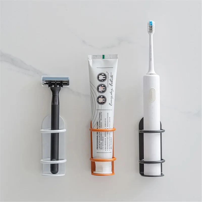 Væghængt elektrisk tandbørsteholder uden borening i kulstofstål - Sort