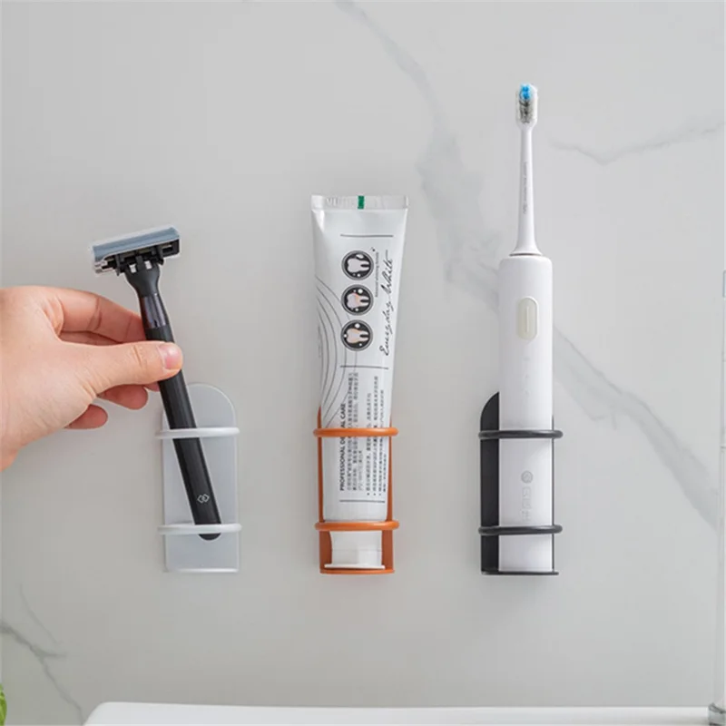 Væghængt elektrisk tandbørsteholder uden borening i kulstofstål - Sort