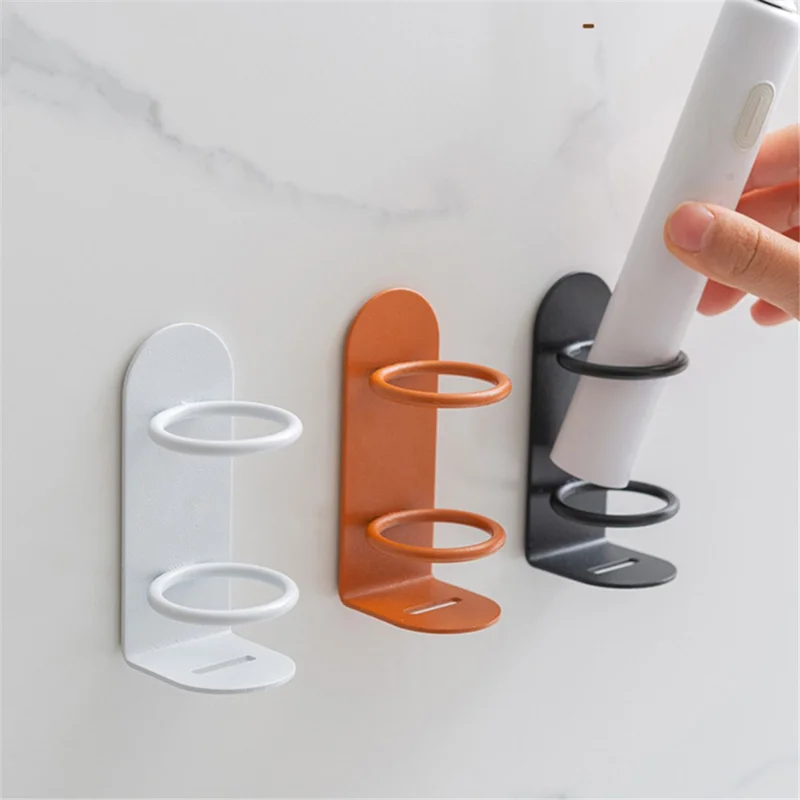 Væghængt elektrisk tandbørsteholder uden borening i kulstofstål - Sort