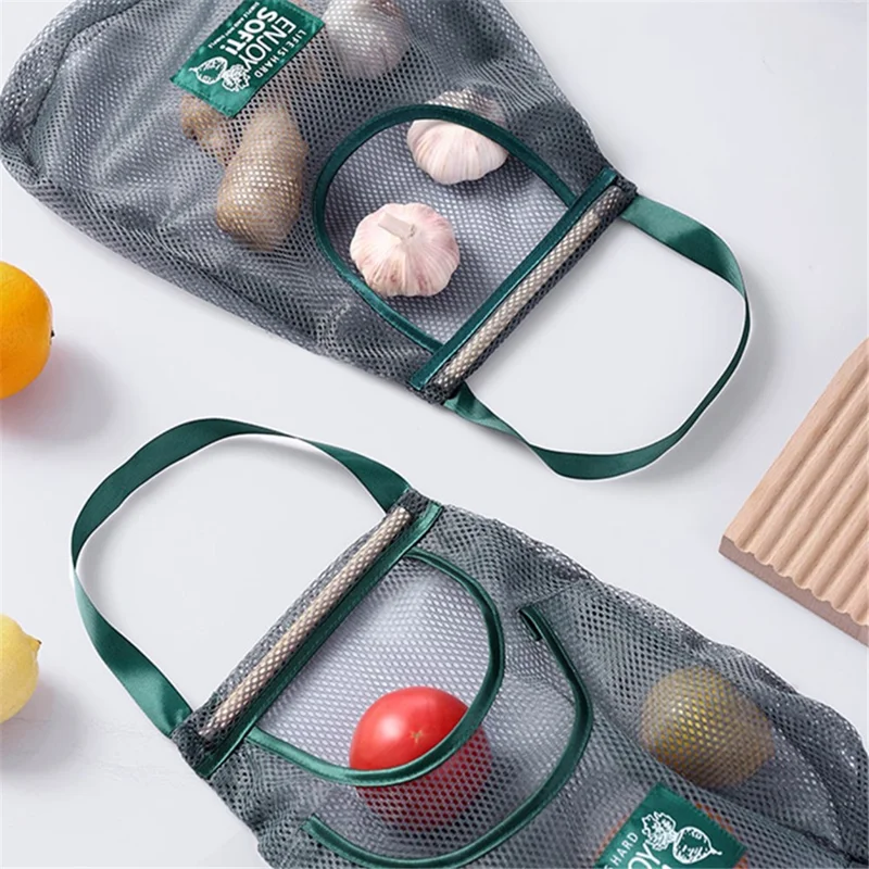 40x55CM Mesh Storage Bag Polyester Kitchen Fruits Vegetables Organizer (BPA-Free, No FDA)